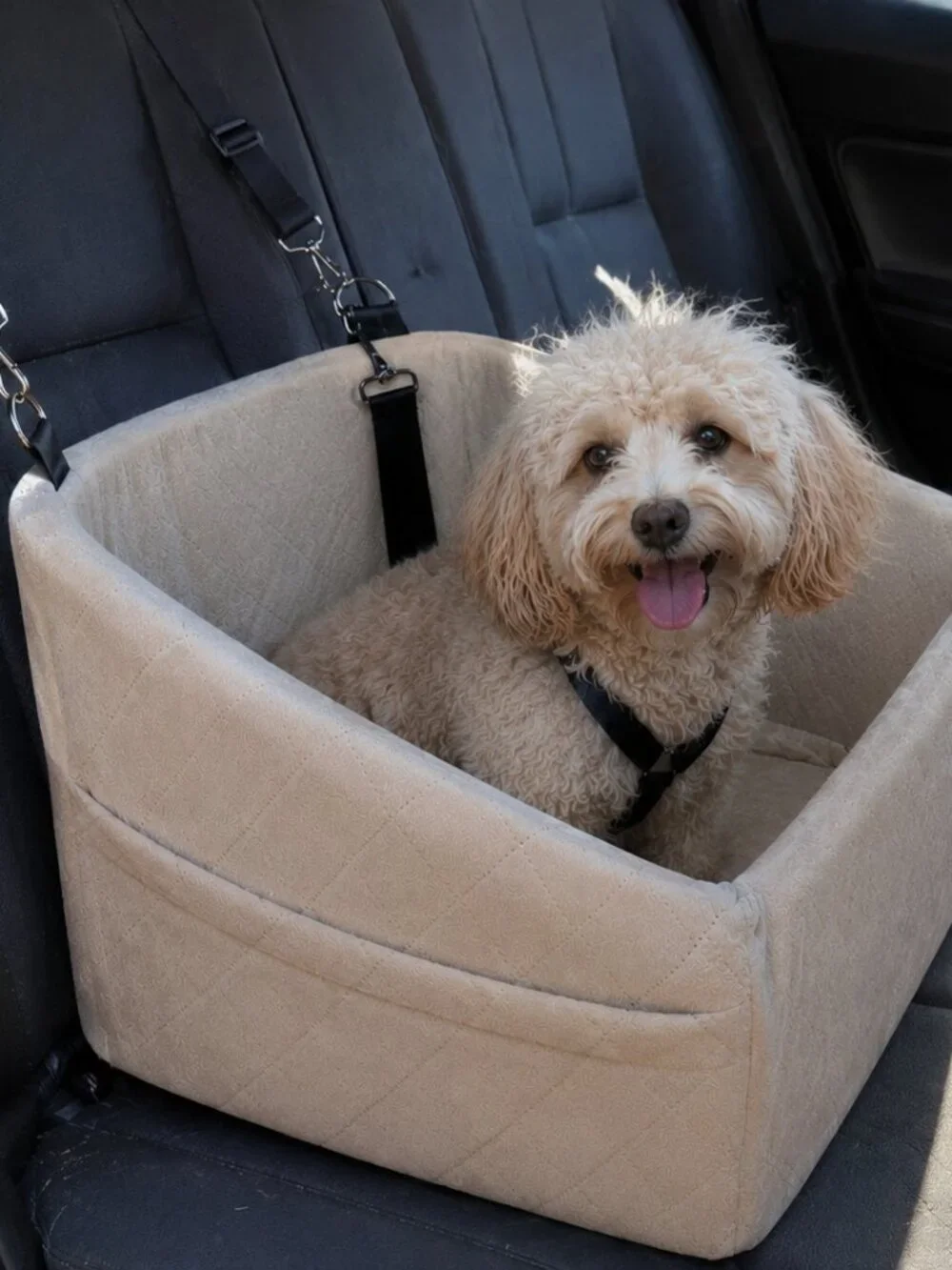 Dog Car Seat for Small/Medium Dogs Under 30lbs, Detachable, Washable, White, New